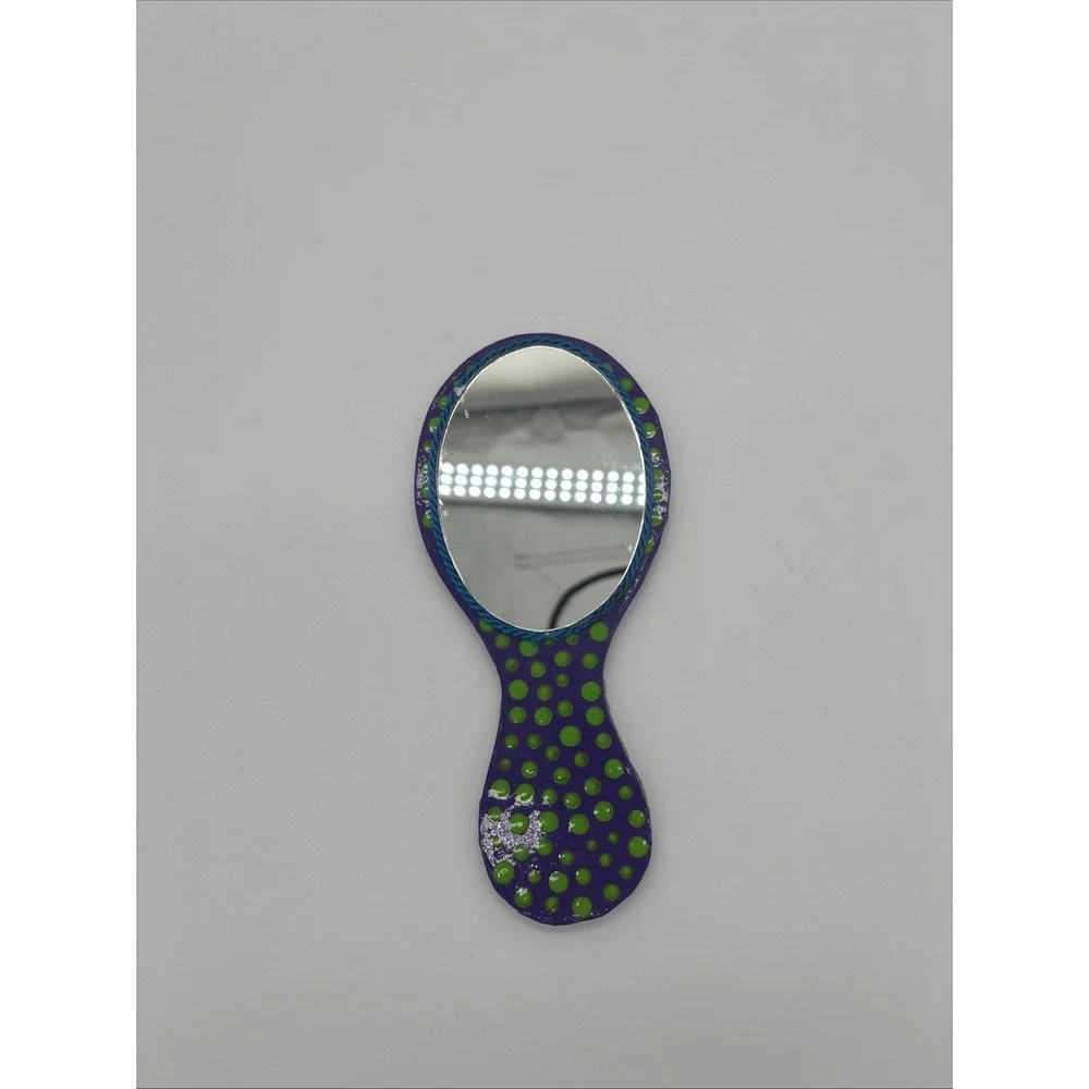 Frida‎ Kahlo Decorative Polka Dot Hand Held Mirror 7 1/2 X 4